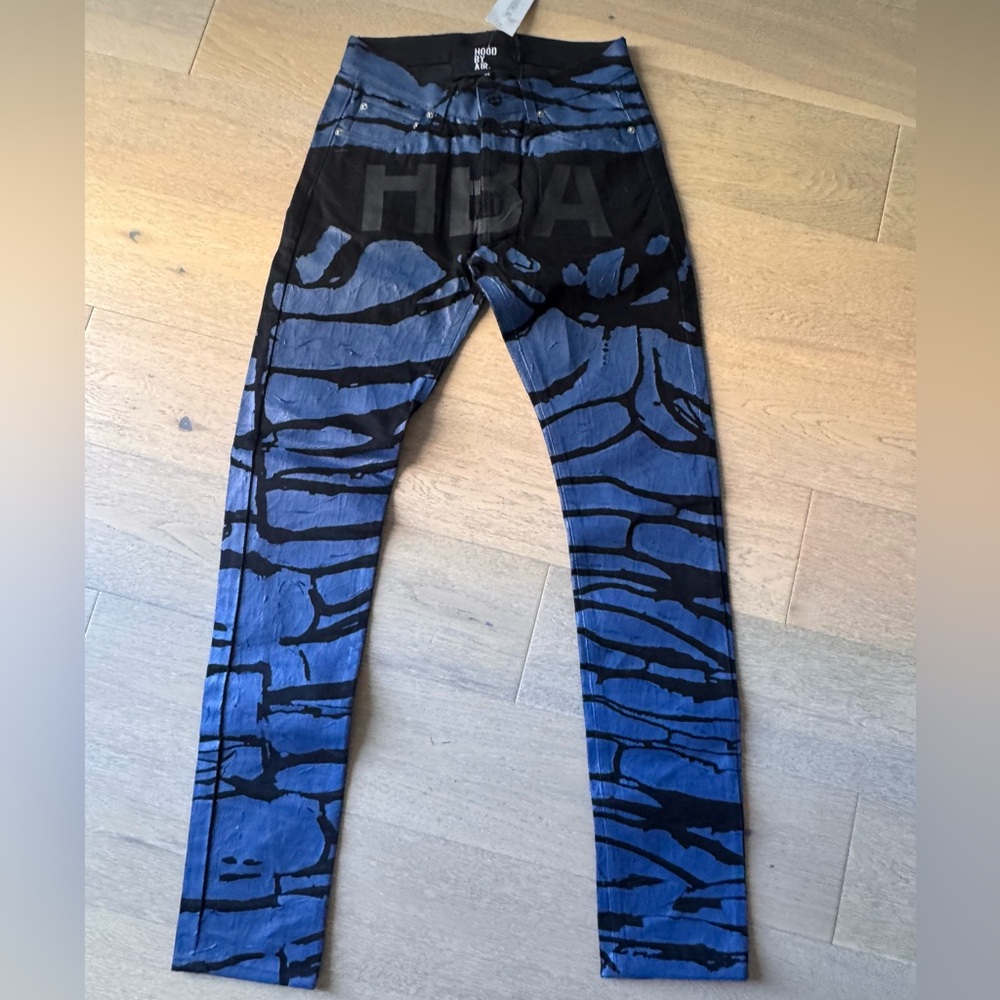 HBA Hood by Air Blue Peel Painted Jeans